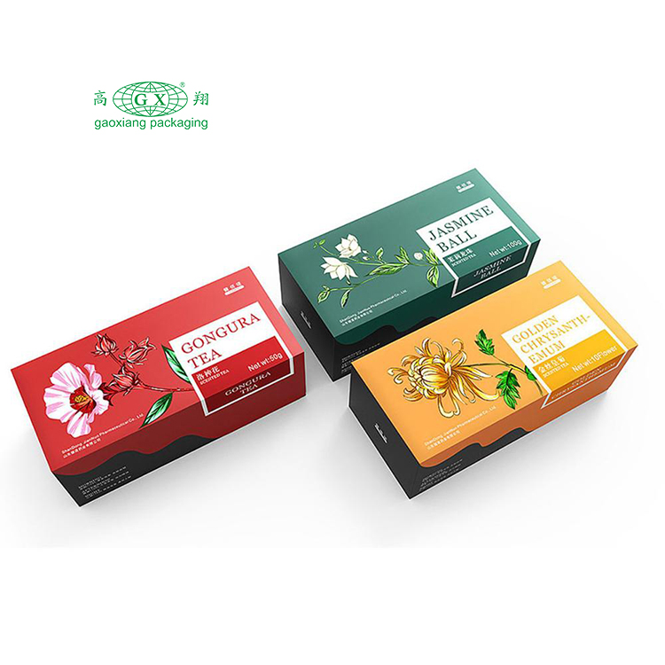 Cutie de ambalare cu ceai cu parfum de hârtie din carton mat multicolor tip flip creativ pentru produse de sănătate
