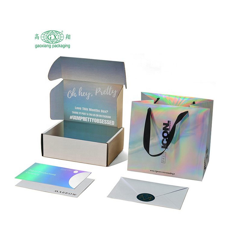 Cutii de hârtie ondulată pentru comerț electronic cu imprimare personalizată, cutie de ambalare holografică